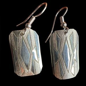 Florence Tahe Navajo Sterling Silver Geometric Dangle Earrings 3g